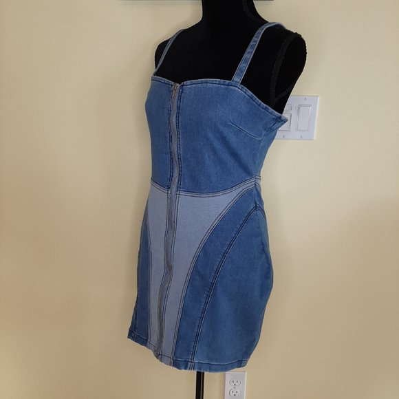 Brand New Sexy Forever 21 Heavy Stretch Denim Sundress - Picture 1 of 13